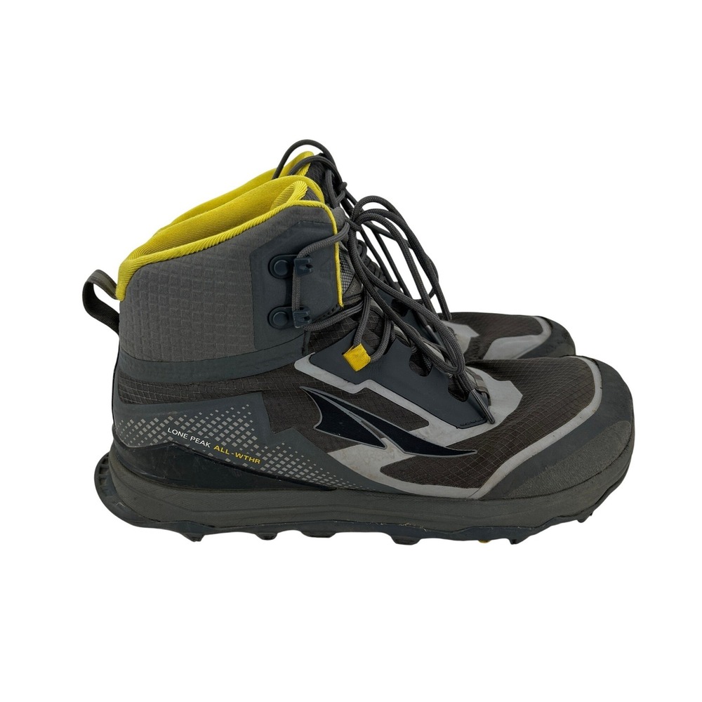 Altra Lone Peak ALL-WTHR Mid Hiking Boots Mens 9.5 Gray Yellow AL0A4VQH270